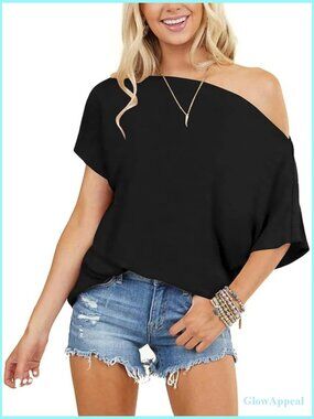 Oversized Off Shoulder Batwing Sleeve Tunic Top Loose Fit Summer Casual